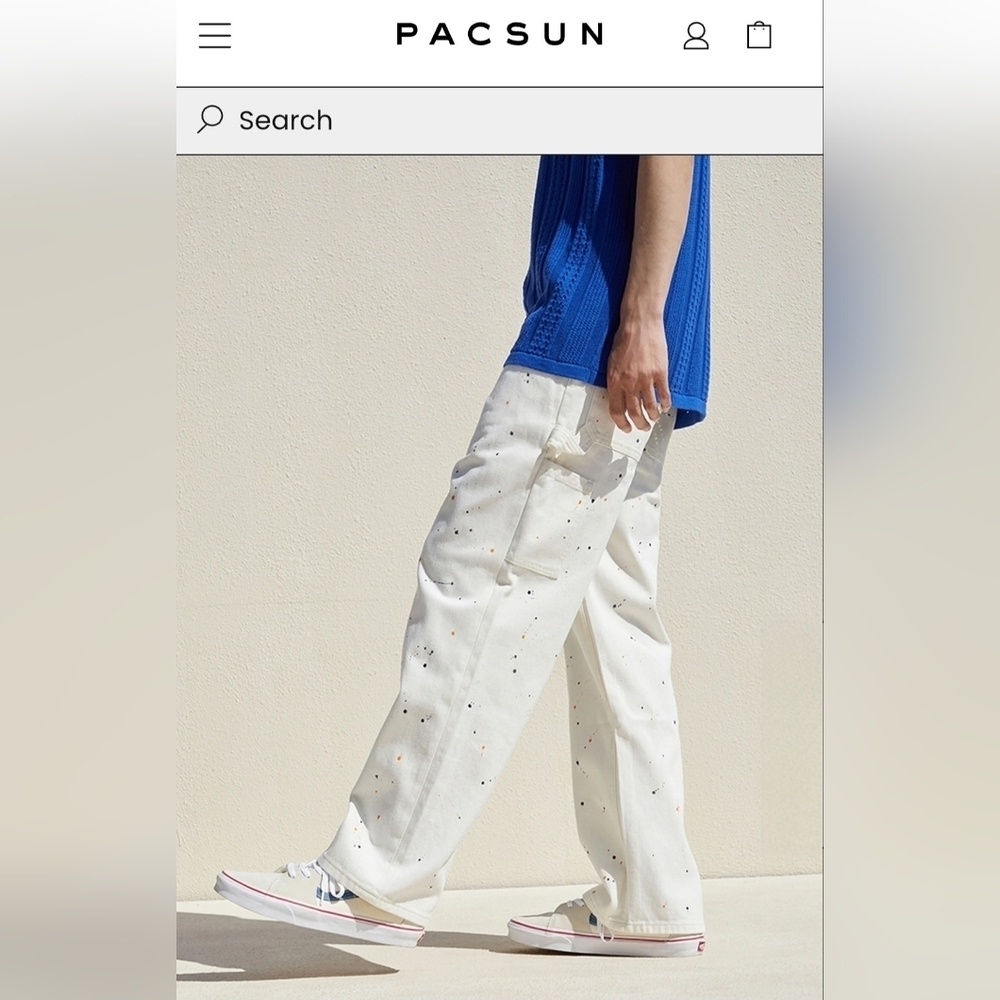 PACSUN White Paint Splatter Painter Pants. men's 31 X 32. NWOT art